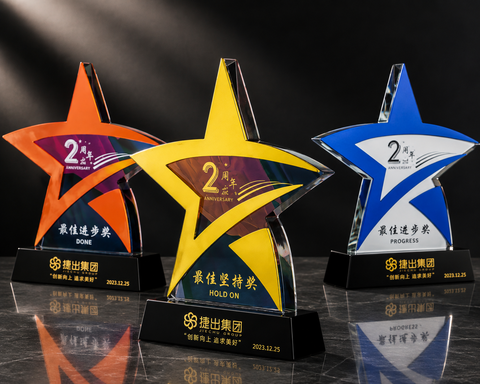 Angular Gold Accent Star Award - custom acrylic awards with your logo